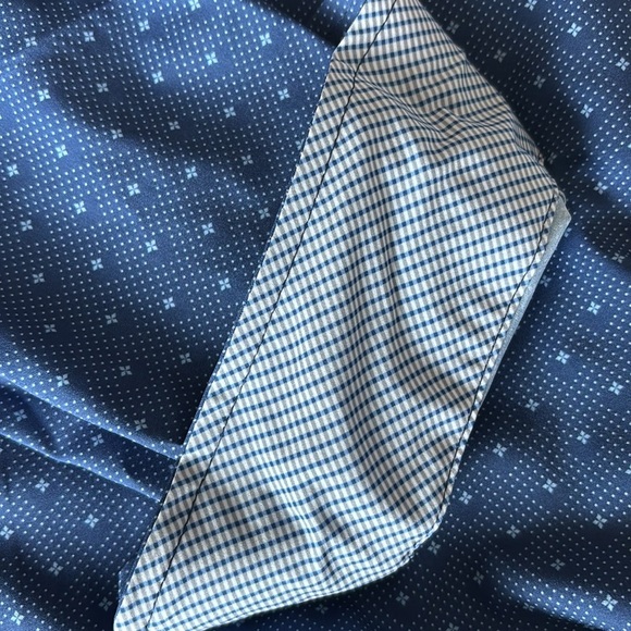 WRK Men’s 4 Way Stretch Slim Fit Dress Shirt in Blue Diamond Dot Size 15.5 NWT - Picture 9 of 9